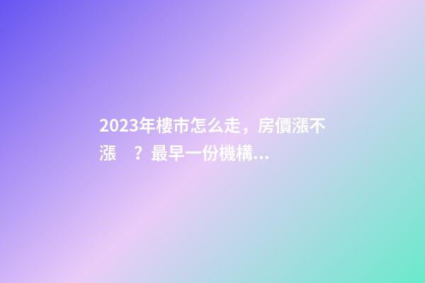 2023年樓市怎么走，房價漲不漲？最早一份機構(gòu)預(yù)測出爐